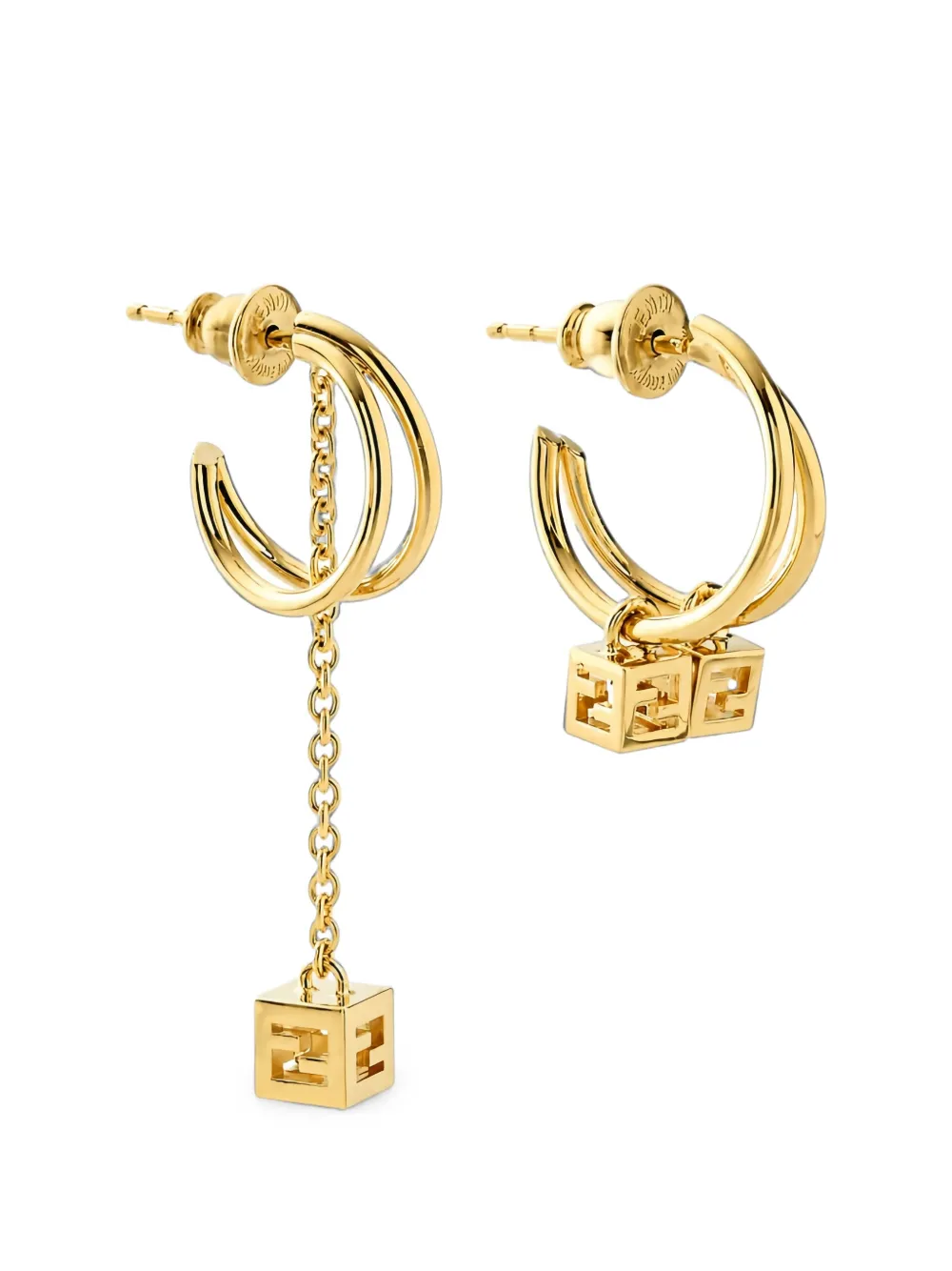 FENDI FF logo asymmetrical earrings - Oro