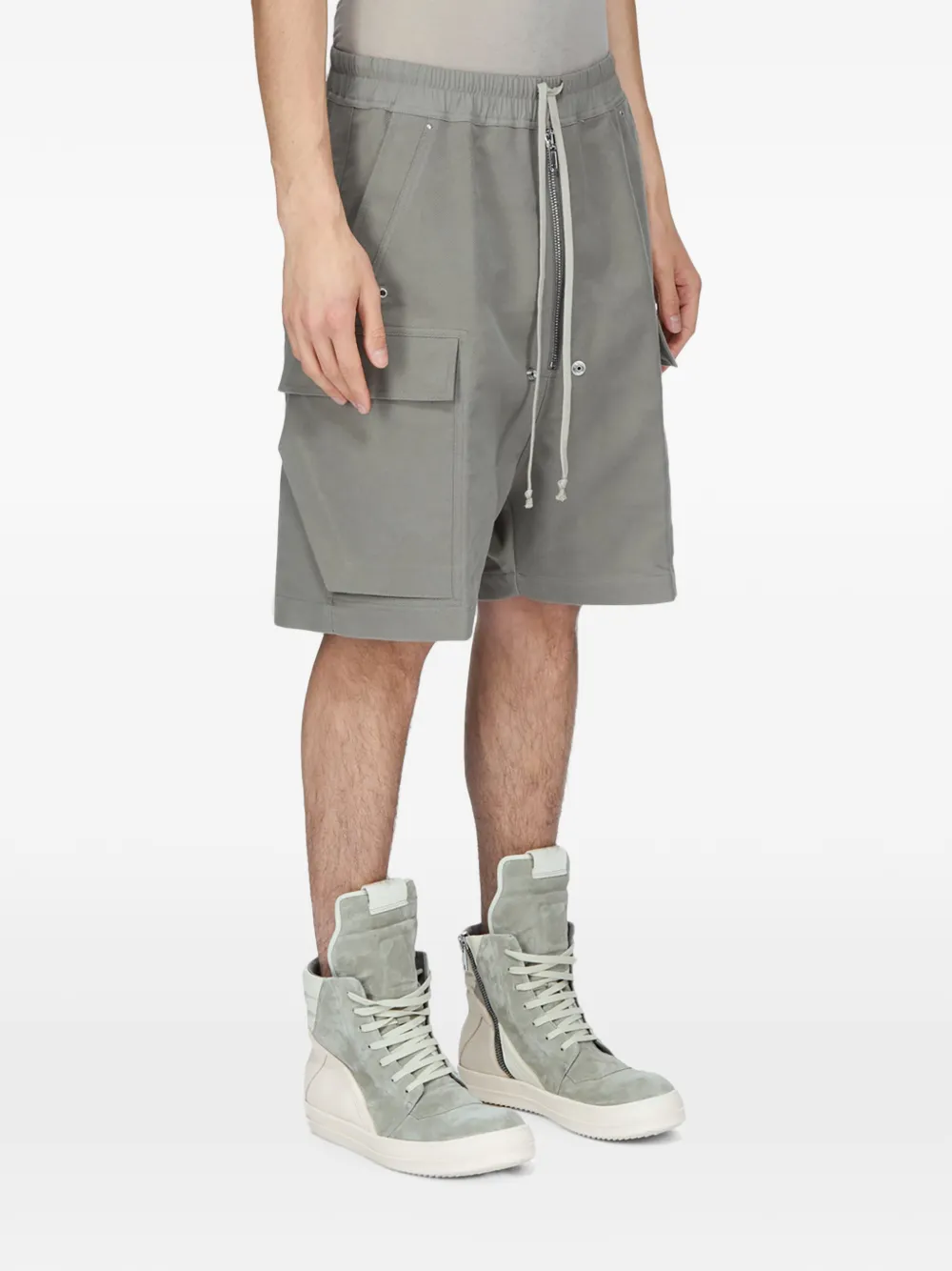 Rick Owens Cargobela twill shorts met geborsteld effect Grijs