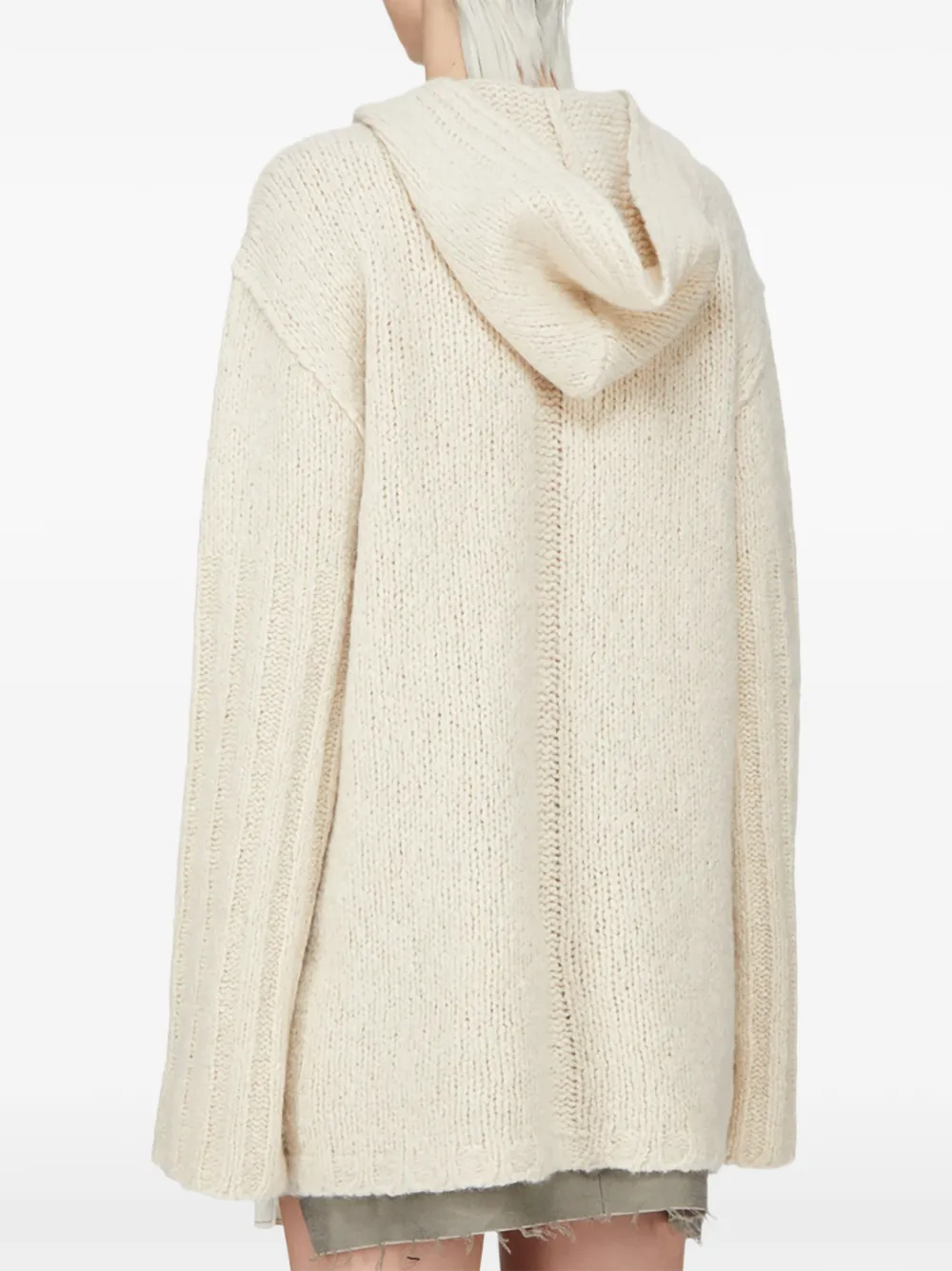 Rick Owens oversized chunky-knit hooded sweater Wit