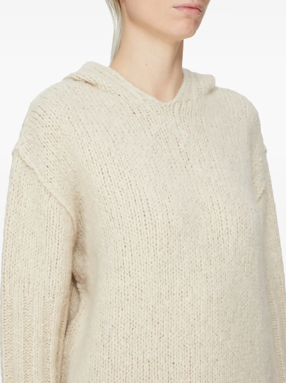 Rick Owens oversized chunky-knit hooded sweater Wit