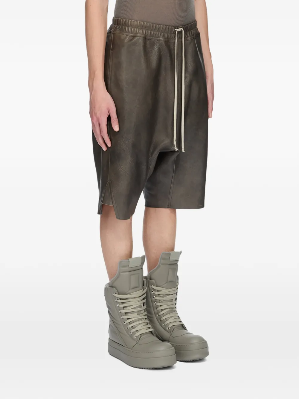 Rick Owens Basket Swingers leather shorts Zwart