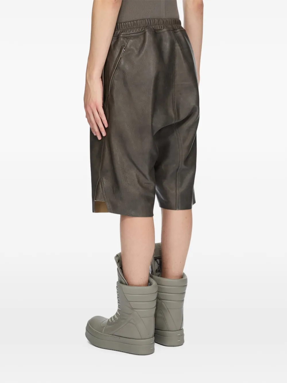 Rick Owens Basket Swingers leather shorts Zwart