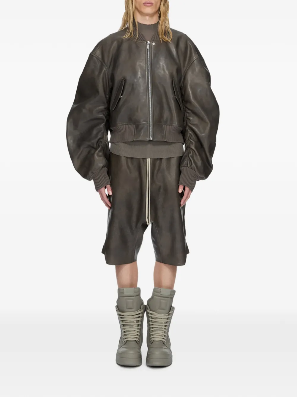 Rick Owens Basket Swingers leather shorts Zwart