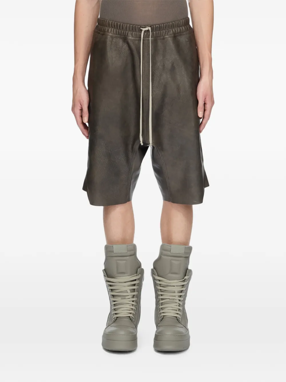 Rick Owens Basket Swingers leather shorts - Nero