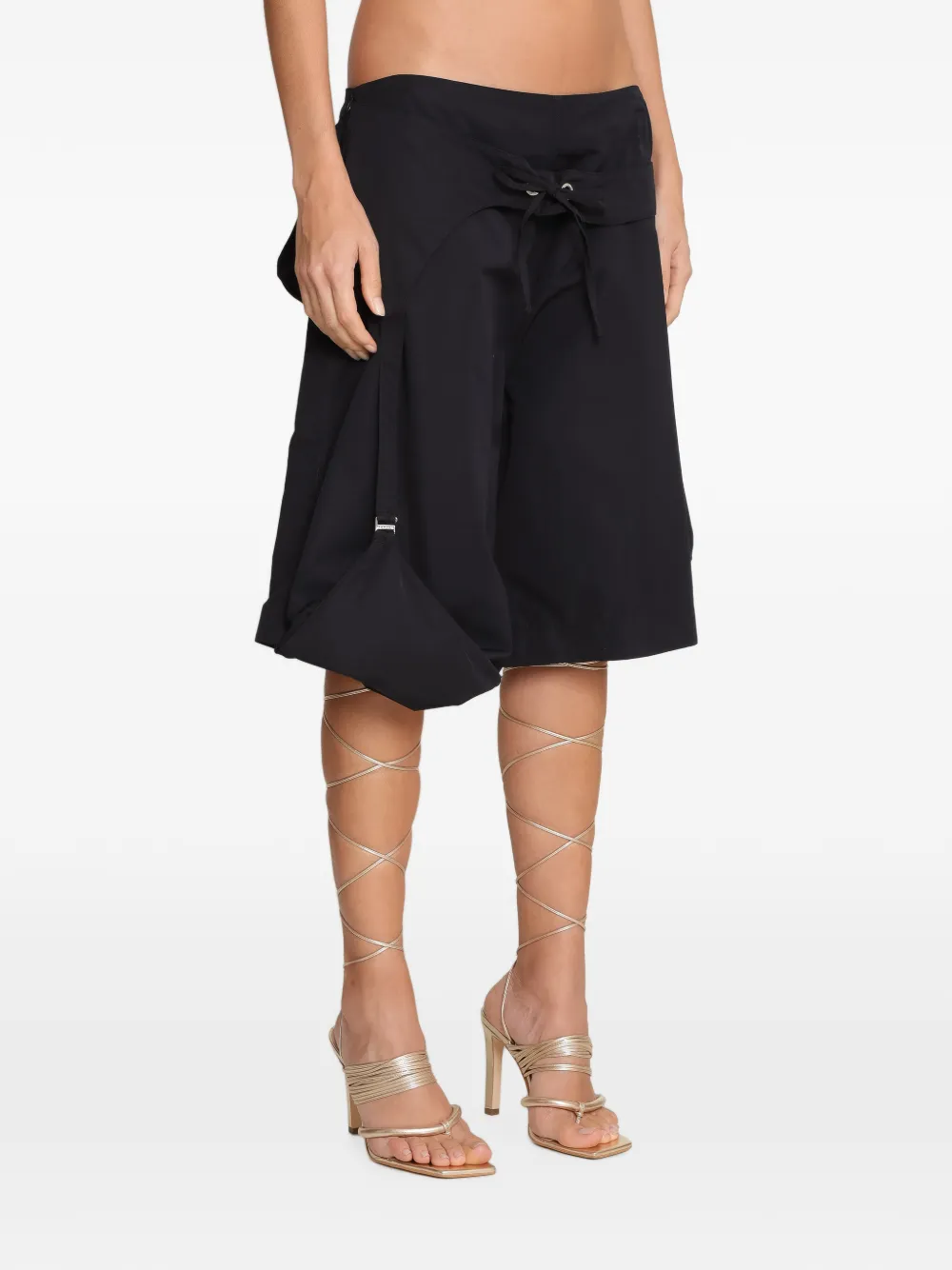 Amir Slama tie-fastening cargo shorts Zwart