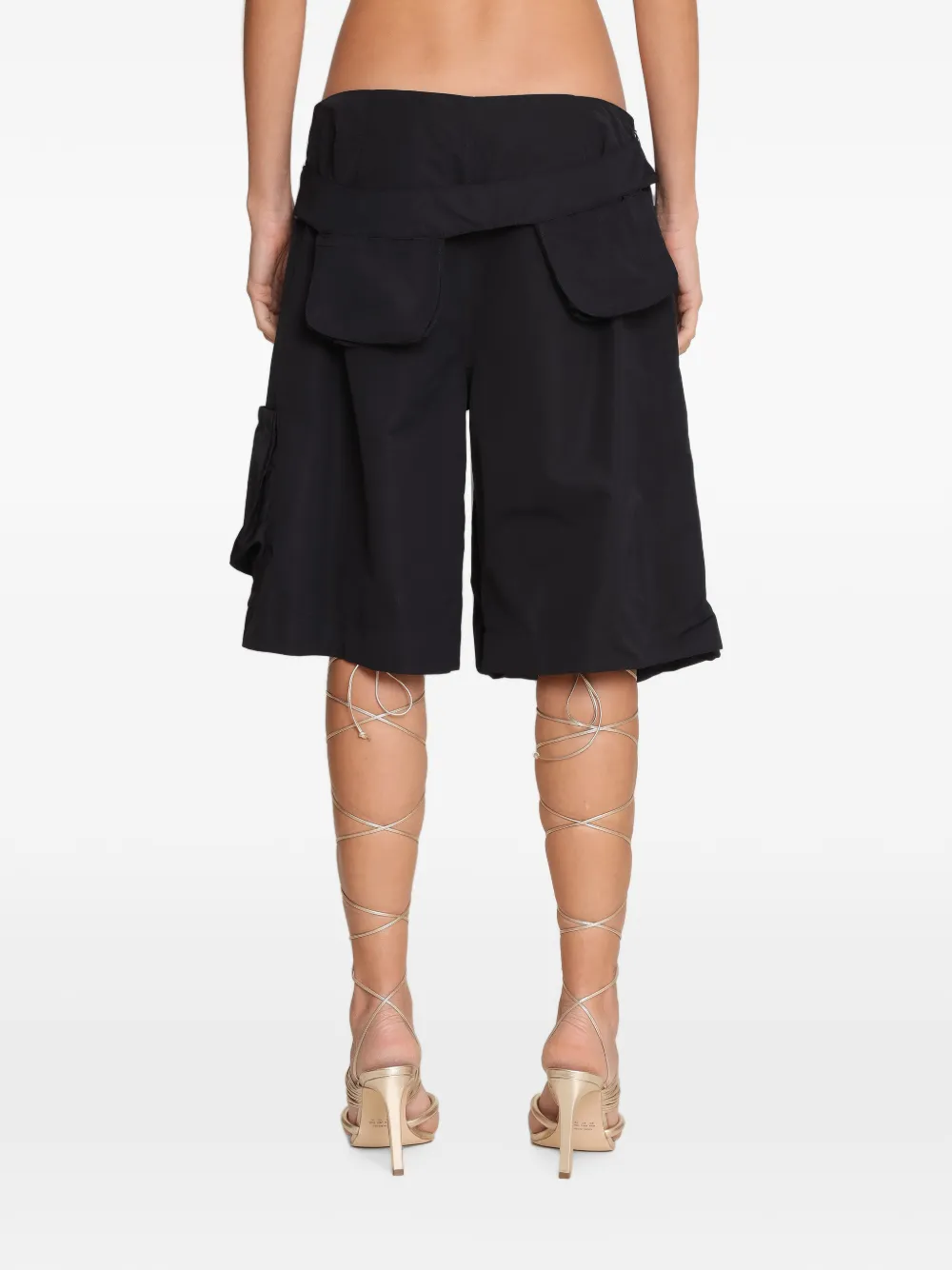 Amir Slama tie-fastening cargo shorts Zwart