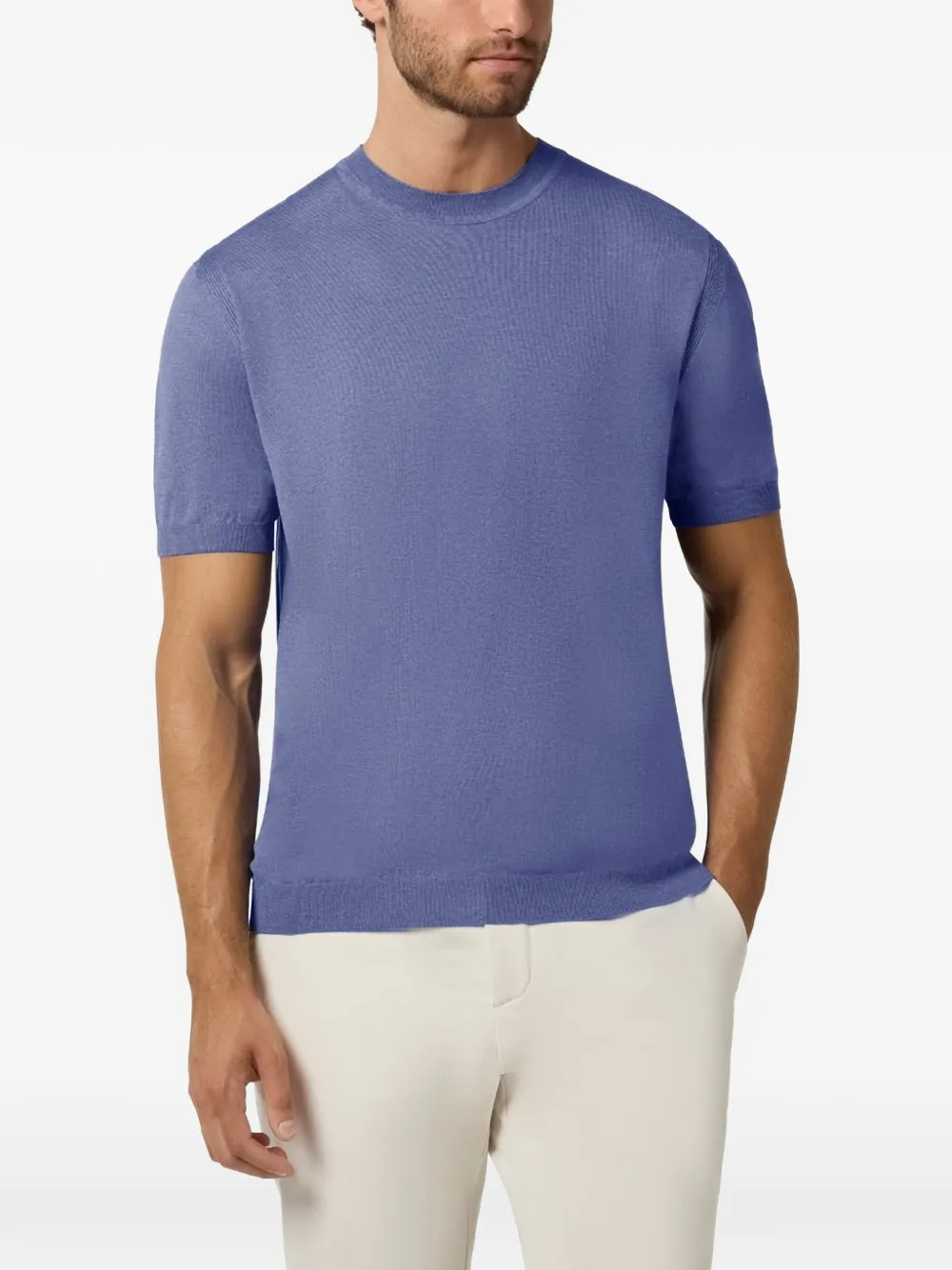 Paul & Shark Fijngebreid T-shirt Blauw