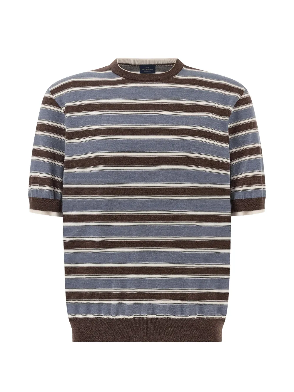 Paul & Shark striped double-collar knitted T-shirt - Blu