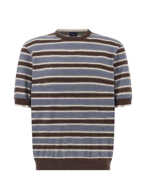 Paul & Shark striped double-collar knitted T-shirt