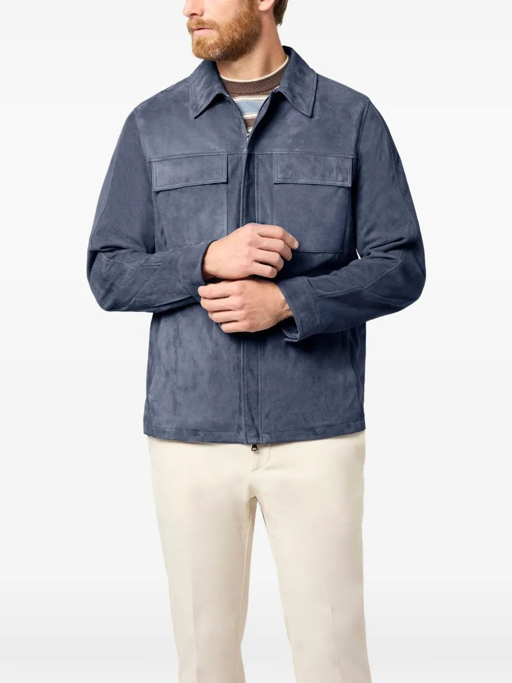 Paul & Shark Aqualeather suède jack Blauw