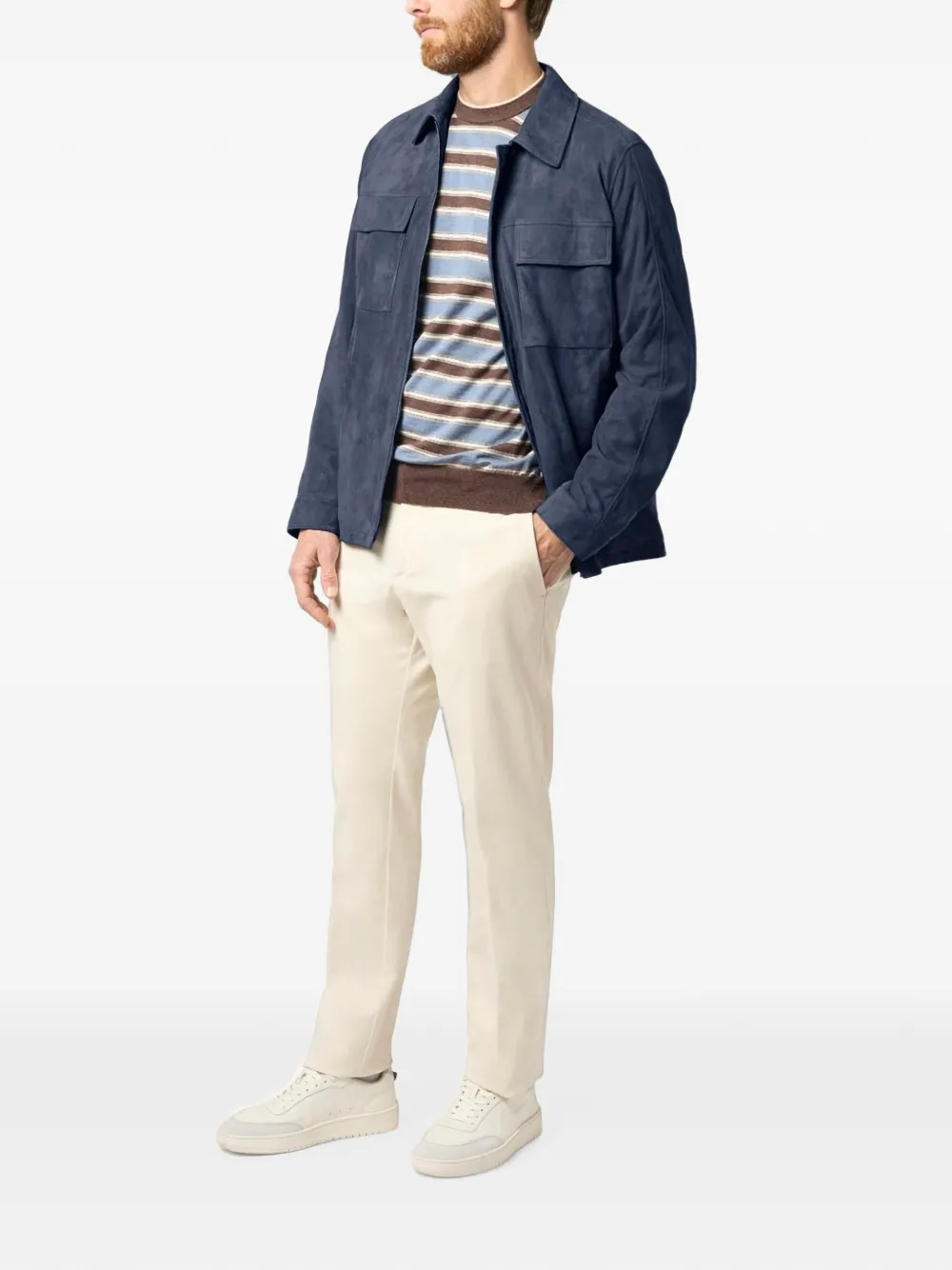 Paul & Shark Aqualeather suède jack Blauw