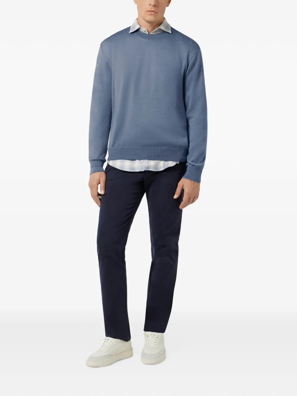 Paul & Shark Trui met contrasterende afwerking en ronde hals Blauw