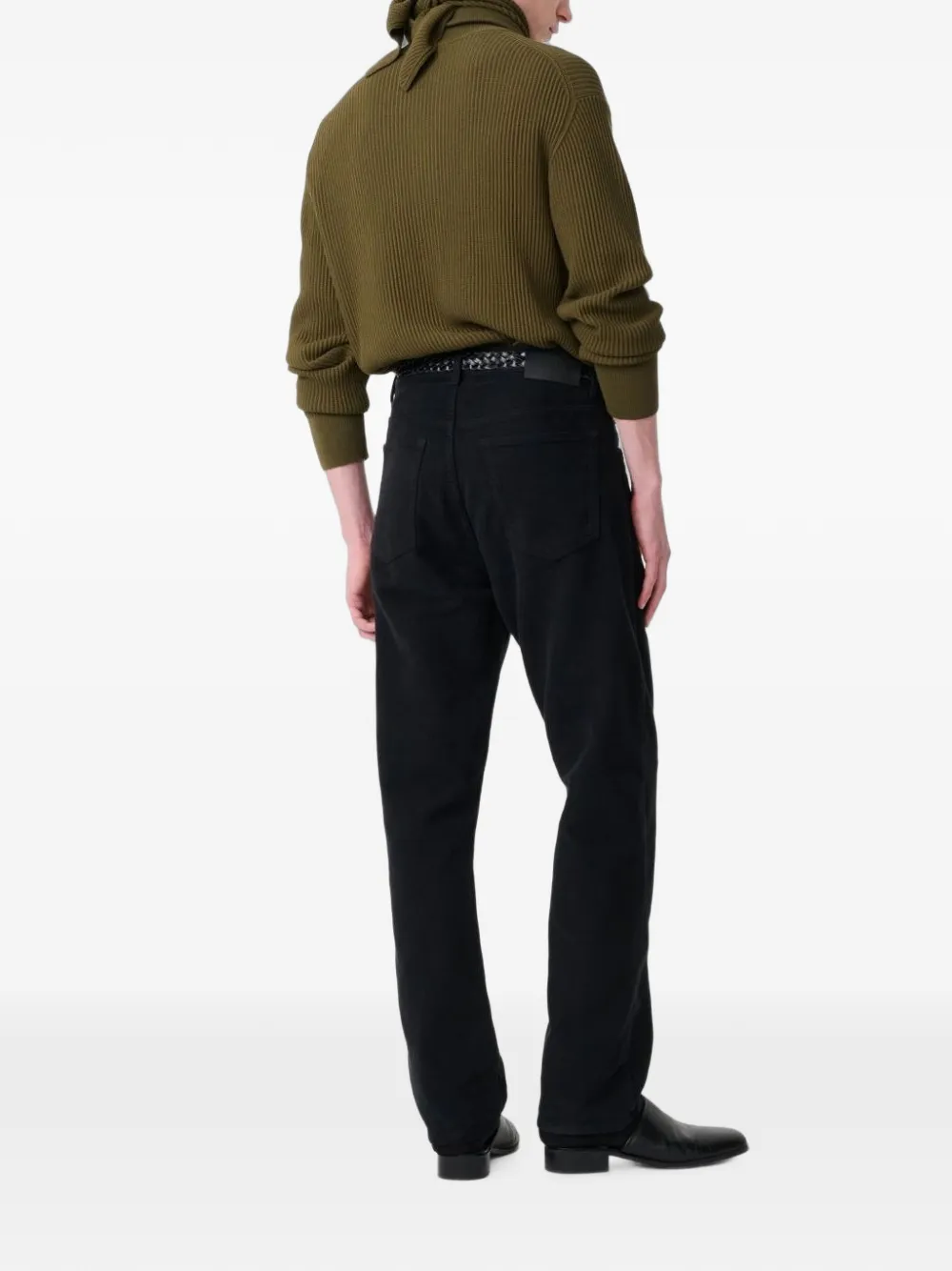 Studio Nicholson Oran ribbed-knit high-neck cardigan Groen