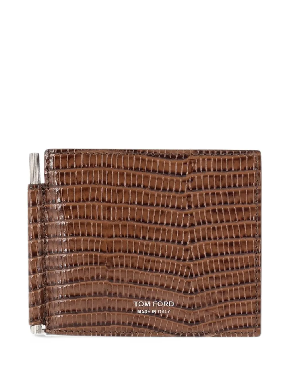 TOM FORD printed tejus T Line money-clip wallet - Marrone