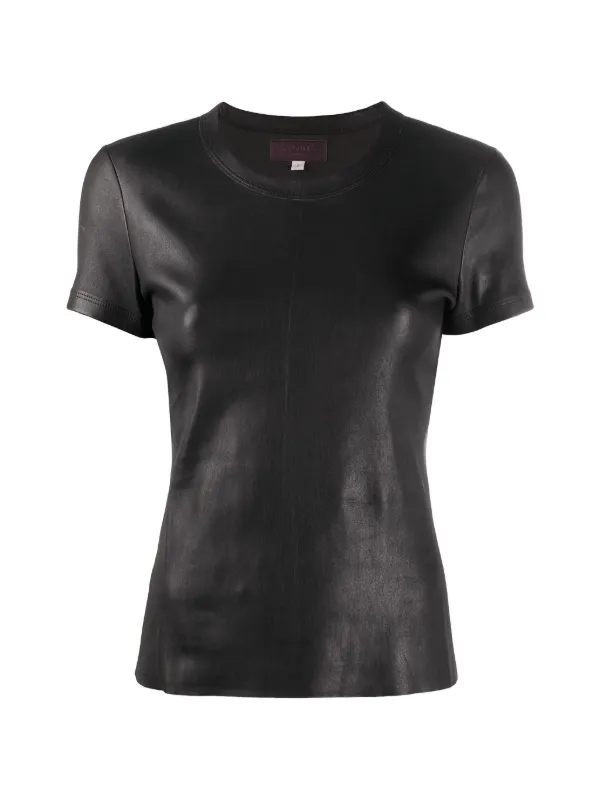 Stouls Leather T-shirt in Black