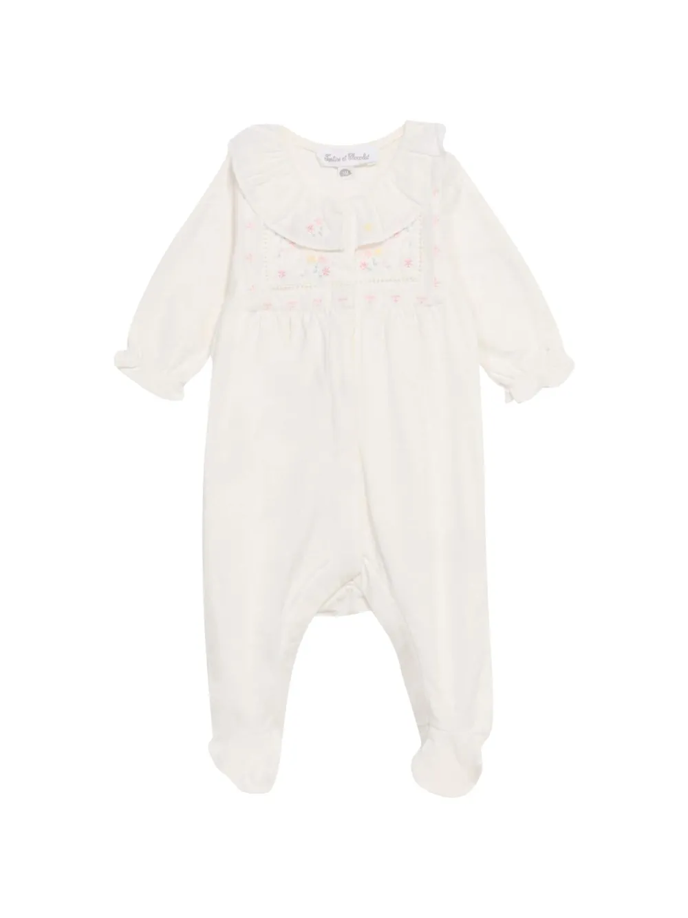 Tartine Et Chocolat floral-embroidered ruffled pajamas - Toni neutri
