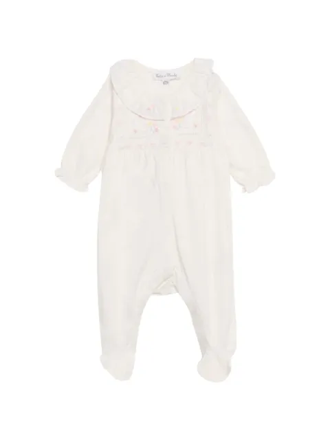 Tartine Et Chocolat floral-embroidered ruffled pajamas