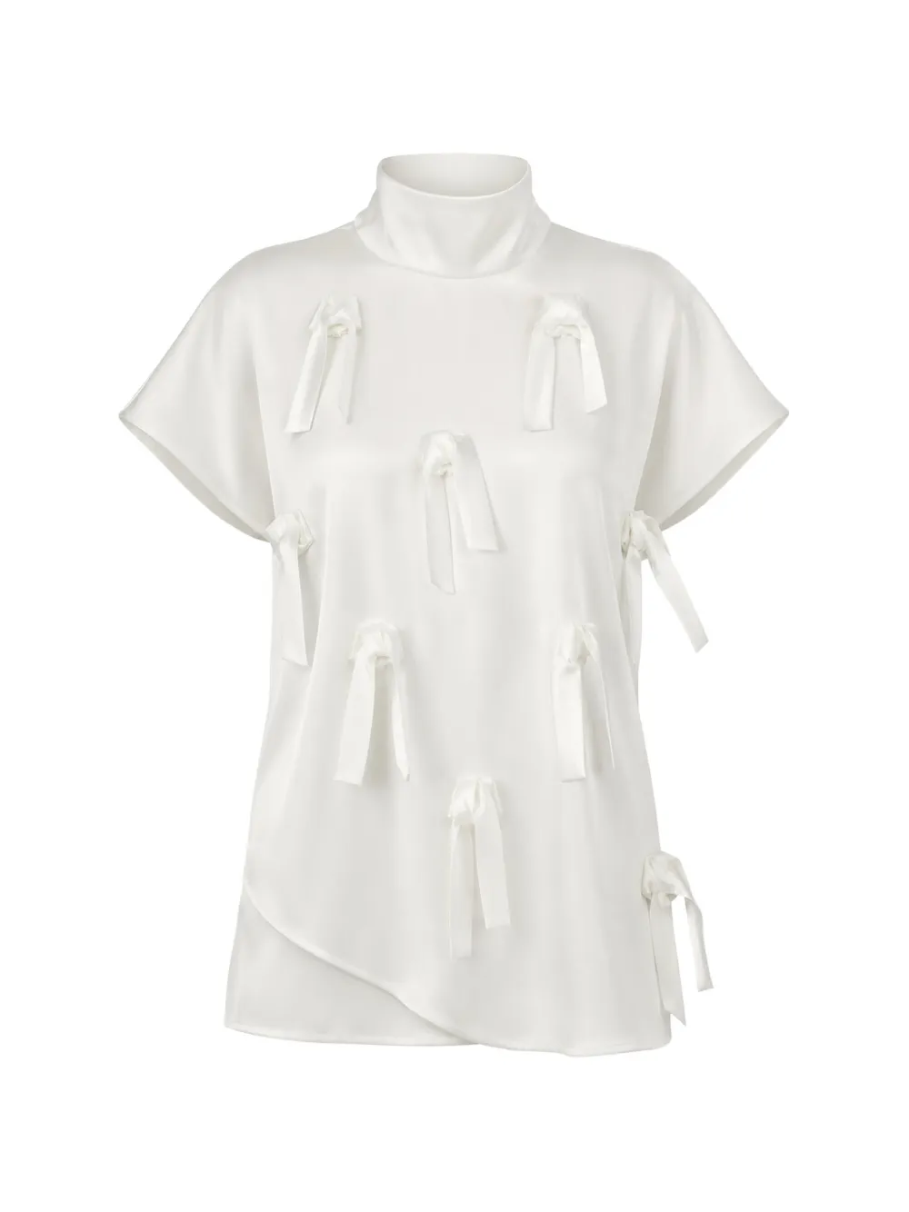 Isabelle Blanche bow-embellished satin blouse - Bianco