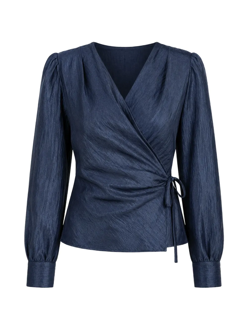 OTRO AMOR crinkled-effect wrap blouse - Blu