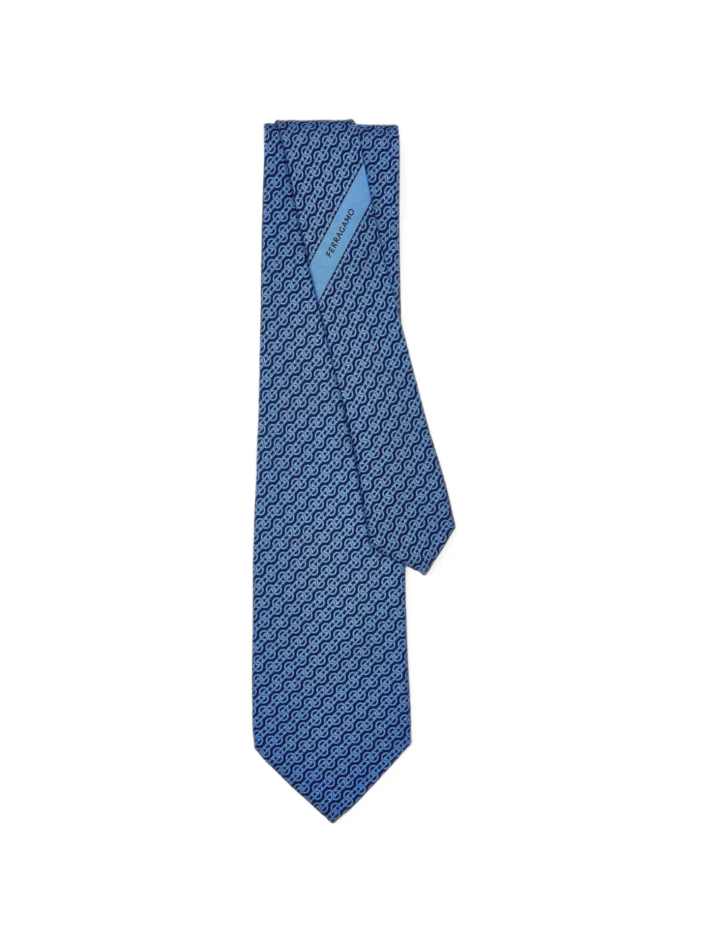 Ferragamo woven print silk tie - Blu
