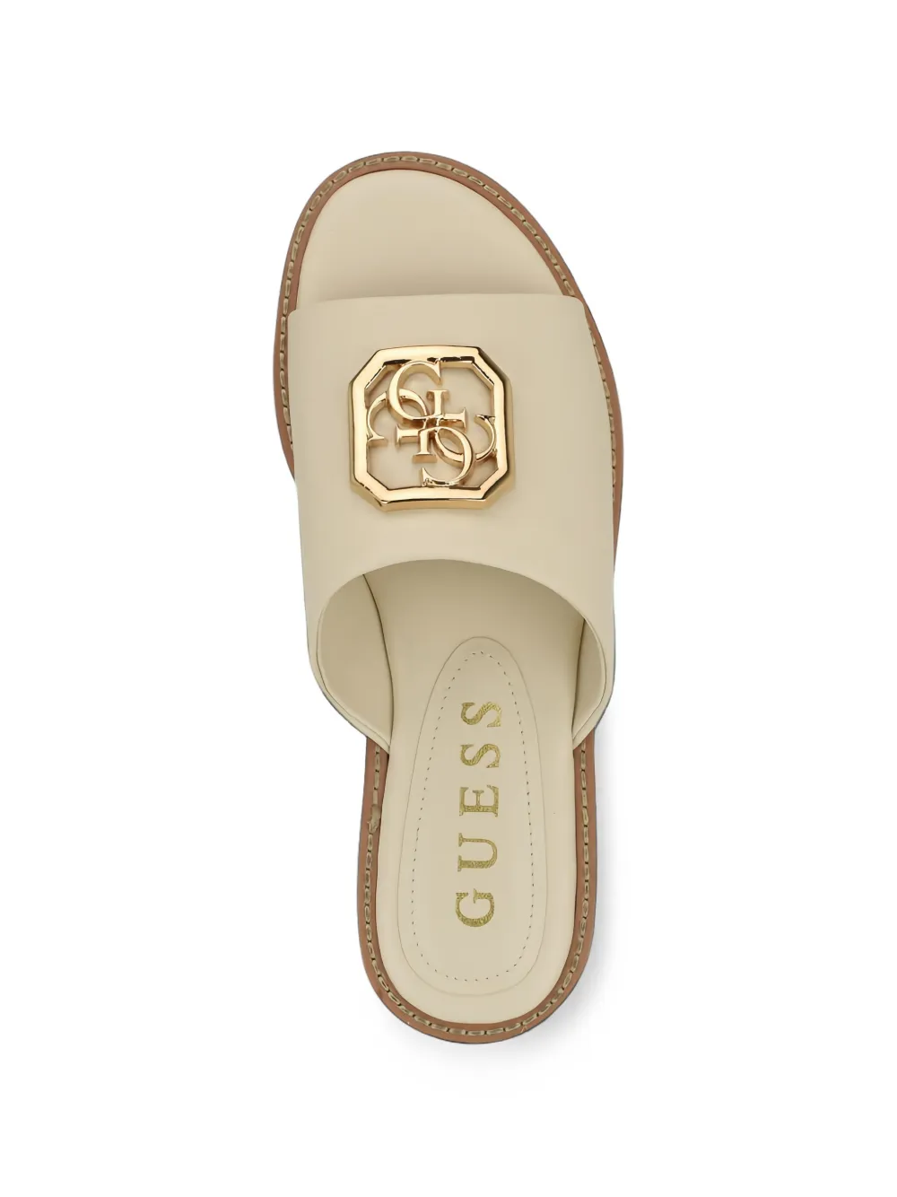GUESS USA Graysie logo-plaque flat sandals Beige