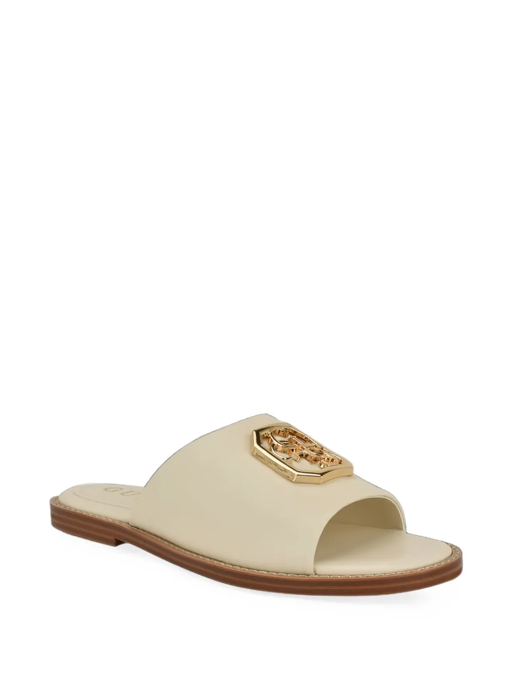 GUESS USA Graysie logo-plaque flat sandals Beige
