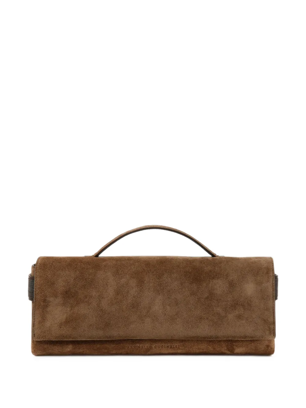 Brunello Cucinelli Clutch in pelle scamosciata con perline - Marrone