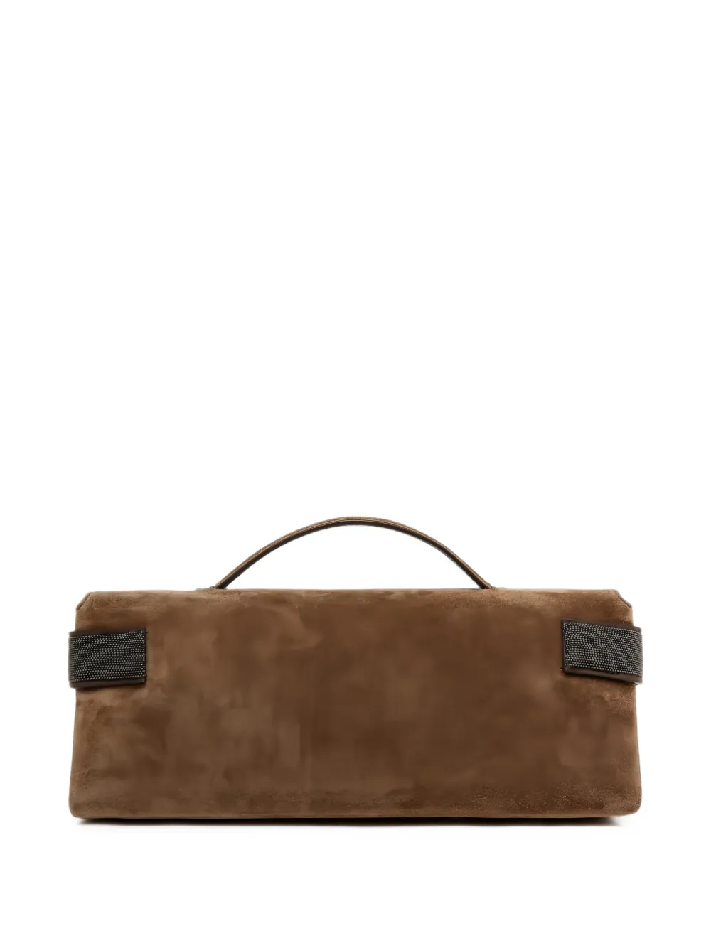 Brunello Cucinelli Suède clutch met kralen Bruin