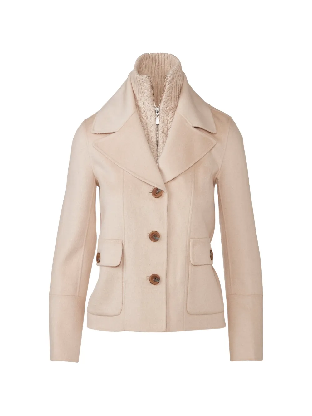 Kinross Cashmere knit-insert notched-collar coat