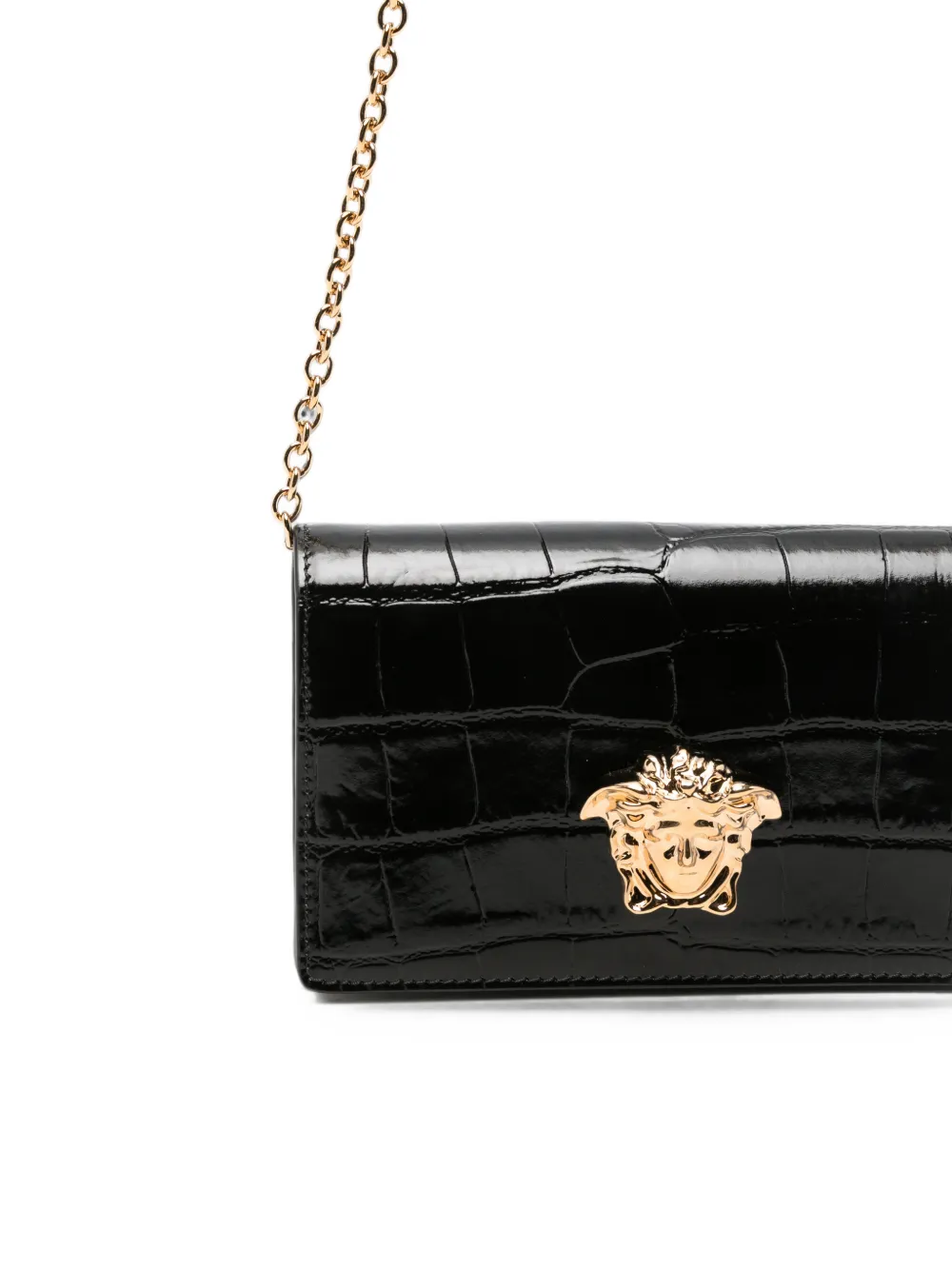 Versace Medusa '95 mini-schoudertas met krokodillen-reliëf Zwart
