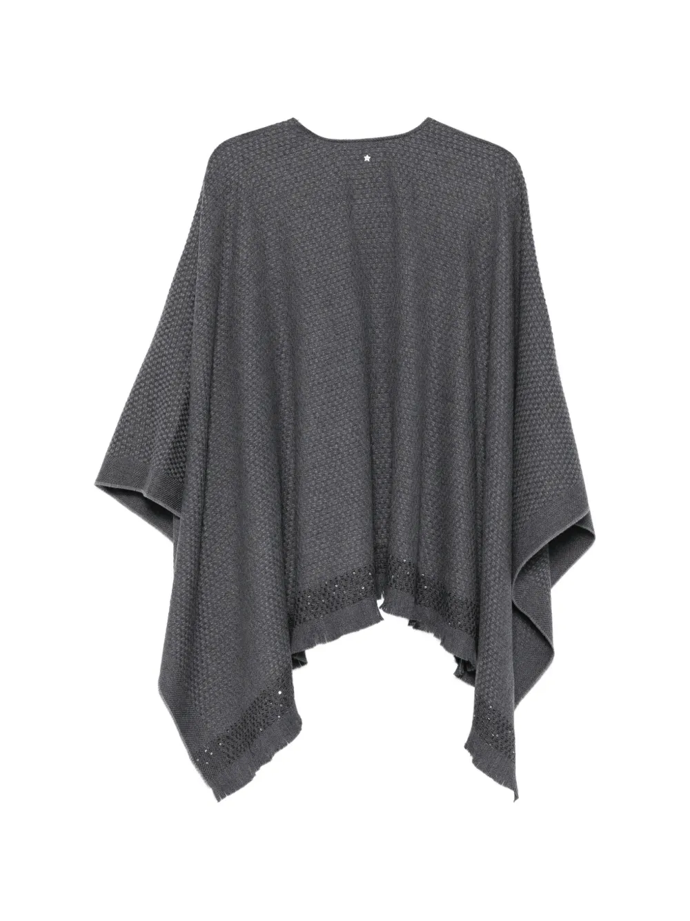 Lorena Antoniazzi Poncho verfraaid met pailletten en franje Grijs