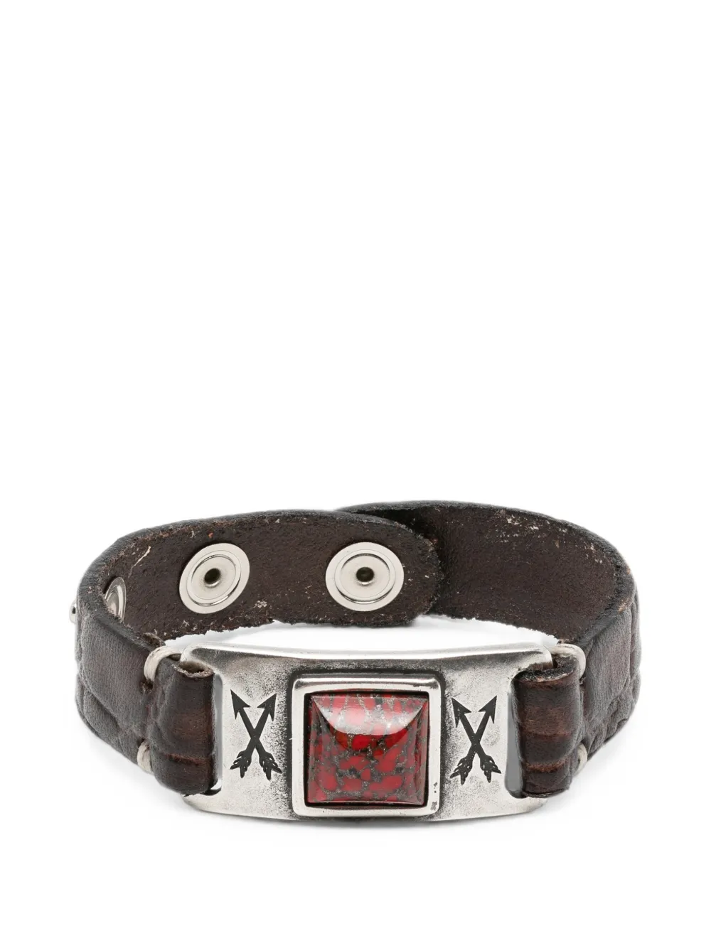 ERALDO stone-embellished leather bracelet - Marrone