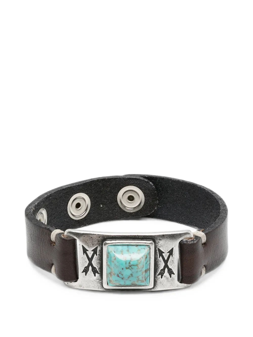 ERALDO turquoise-embellished leather bracelet - Marrone