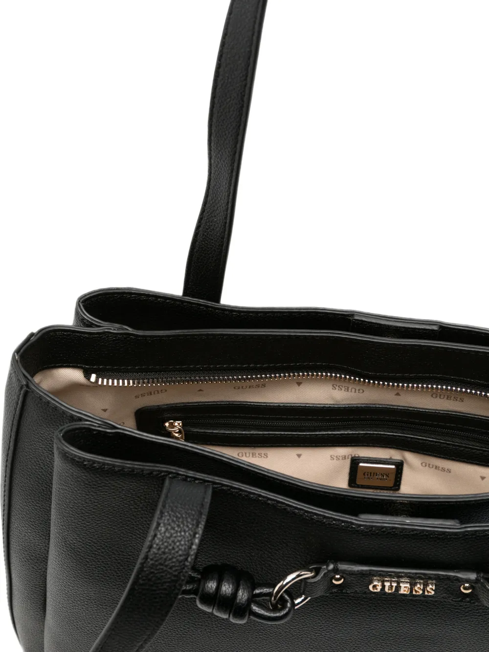 GUESS USA Camelia leren schoudertas Zwart