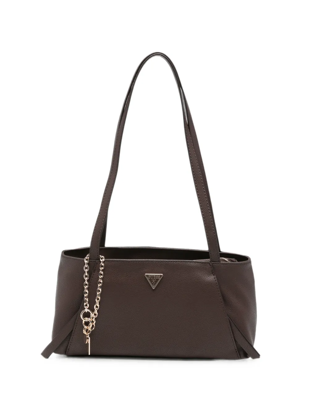 GUESS USA logo-plaque pebbled shoulder bag - Marrone