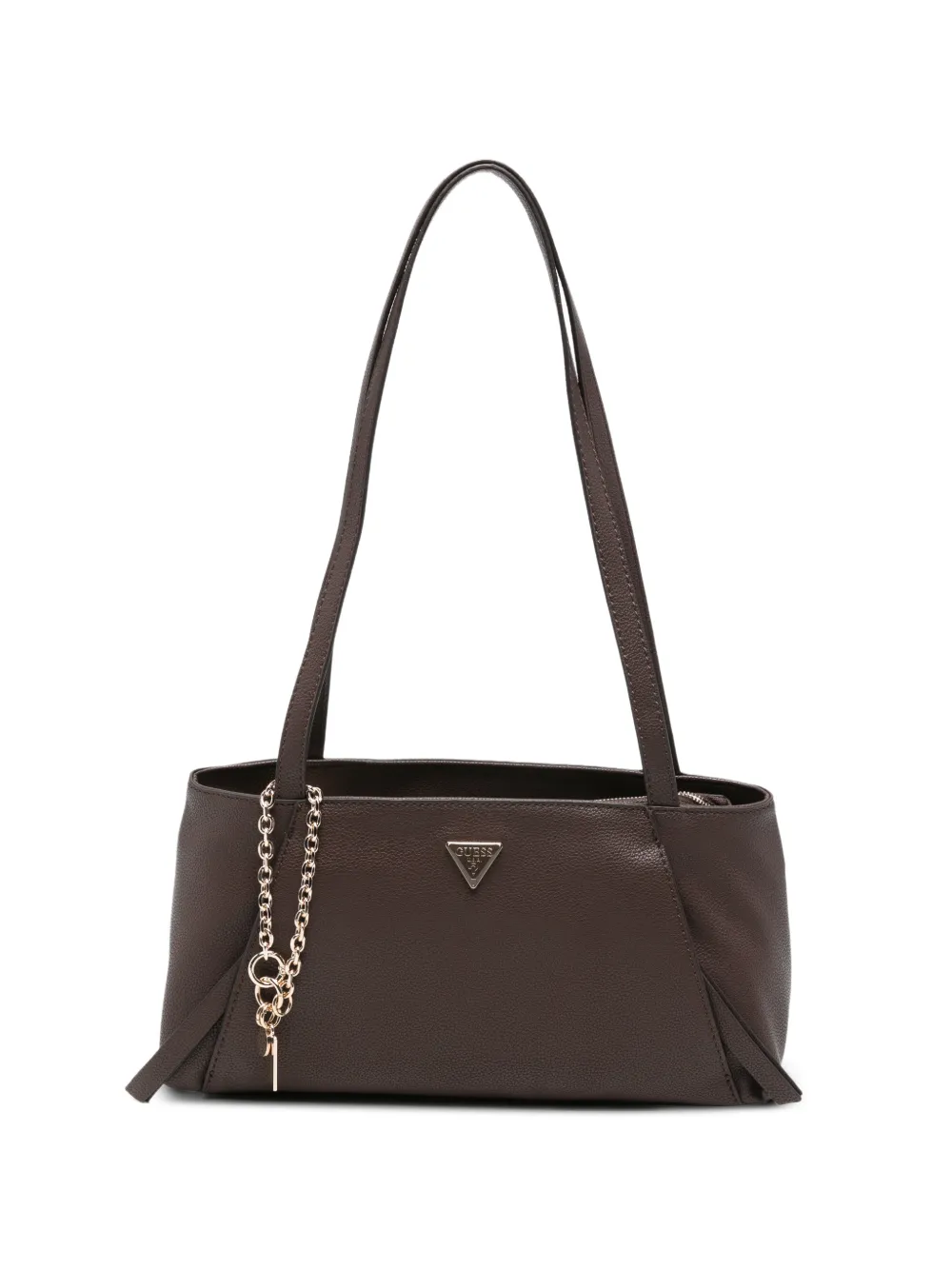 GUESS USA logo-plaque pebbled shoulder bag - Marrone