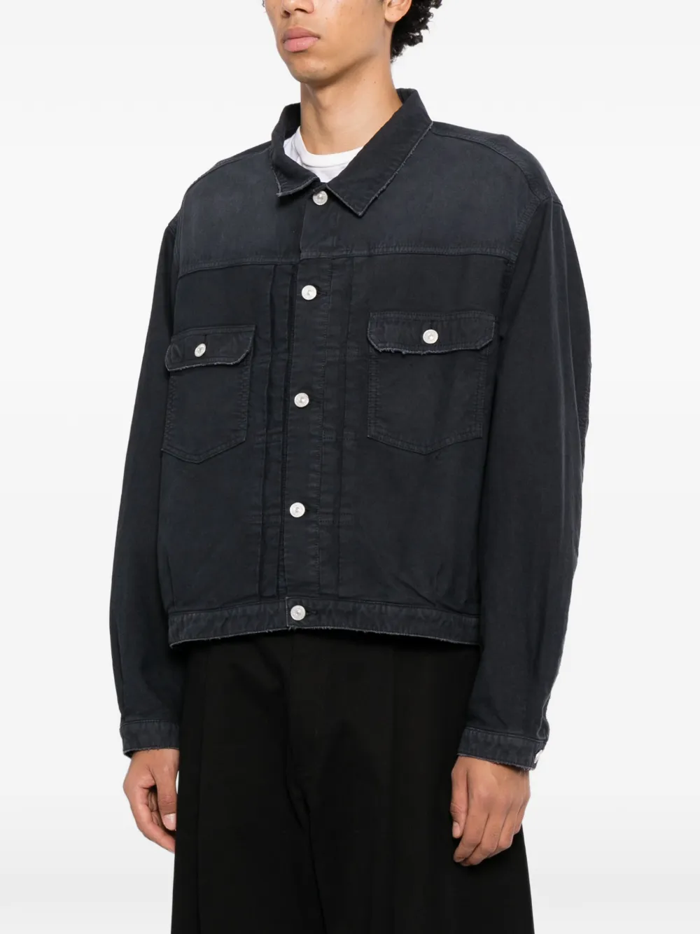 visvim Denim jack met vlakken Zwart