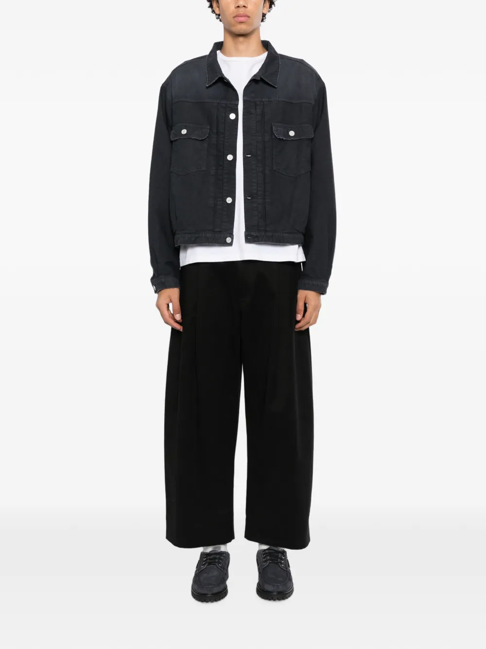 visvim Denim jack met vlakken Zwart