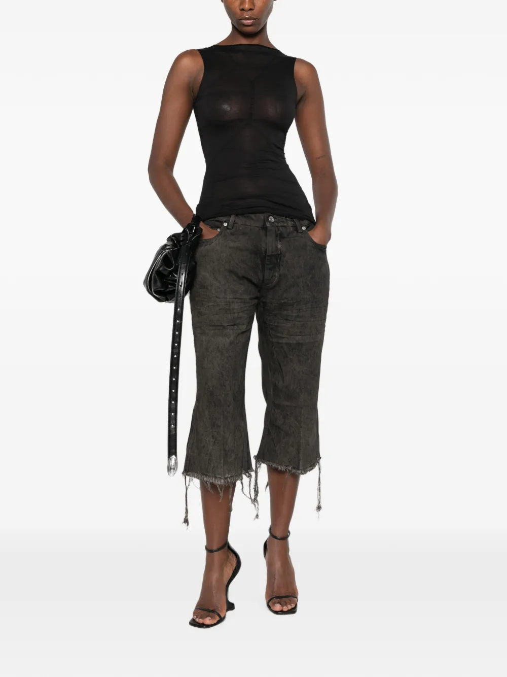 Rick Owens Top met doorzichtige vlakken Zwart