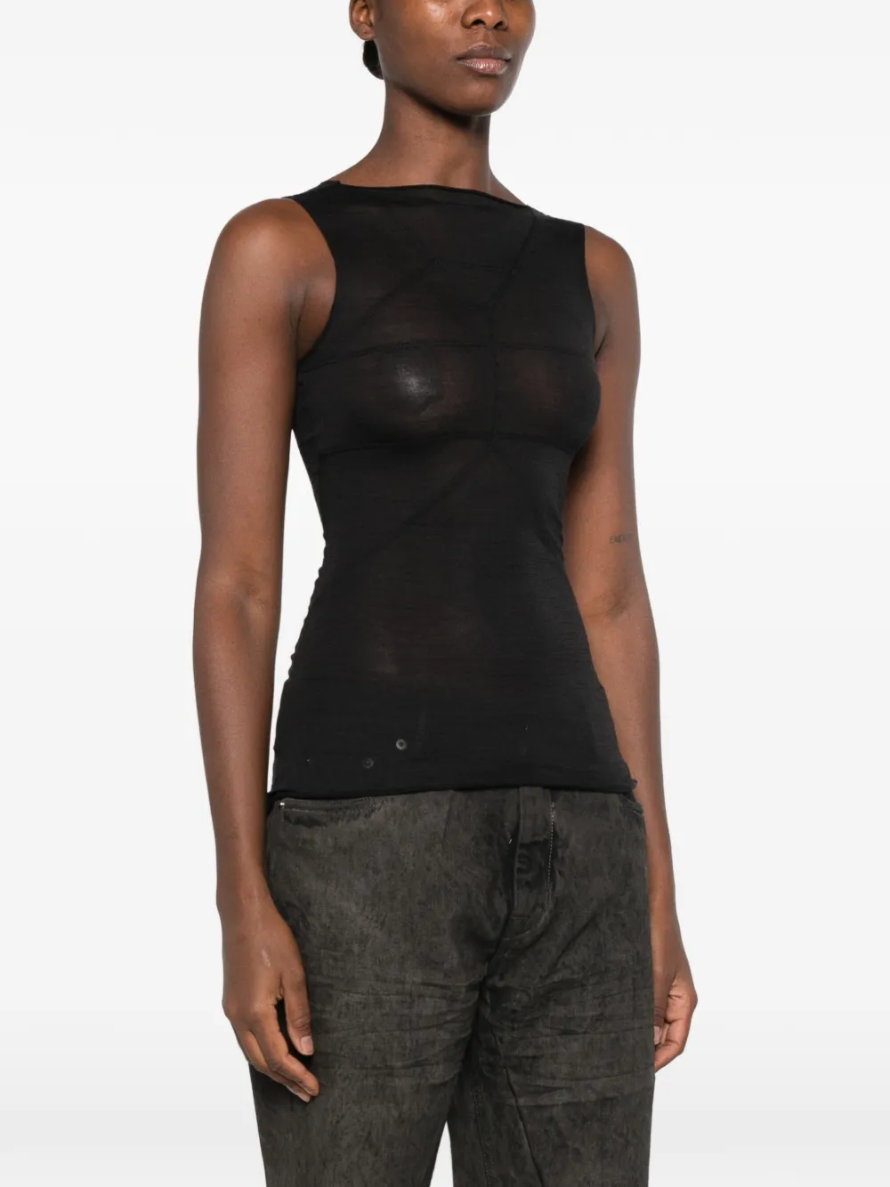 Rick Owens Top met doorzichtige vlakken Zwart
