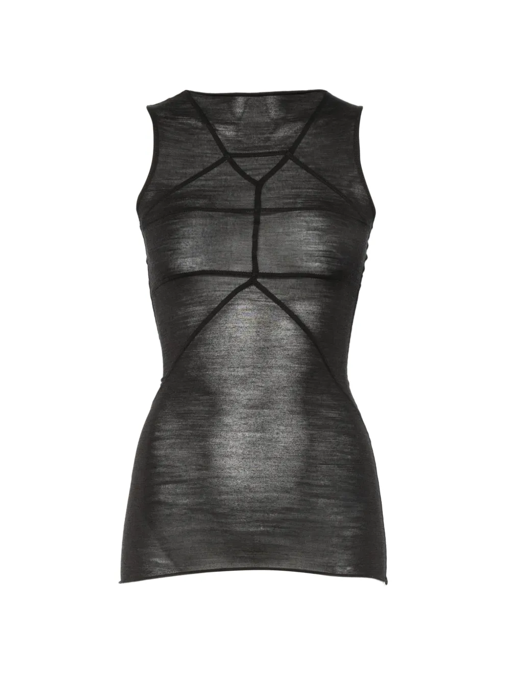 Rick Owens sheer panelled top - Nero