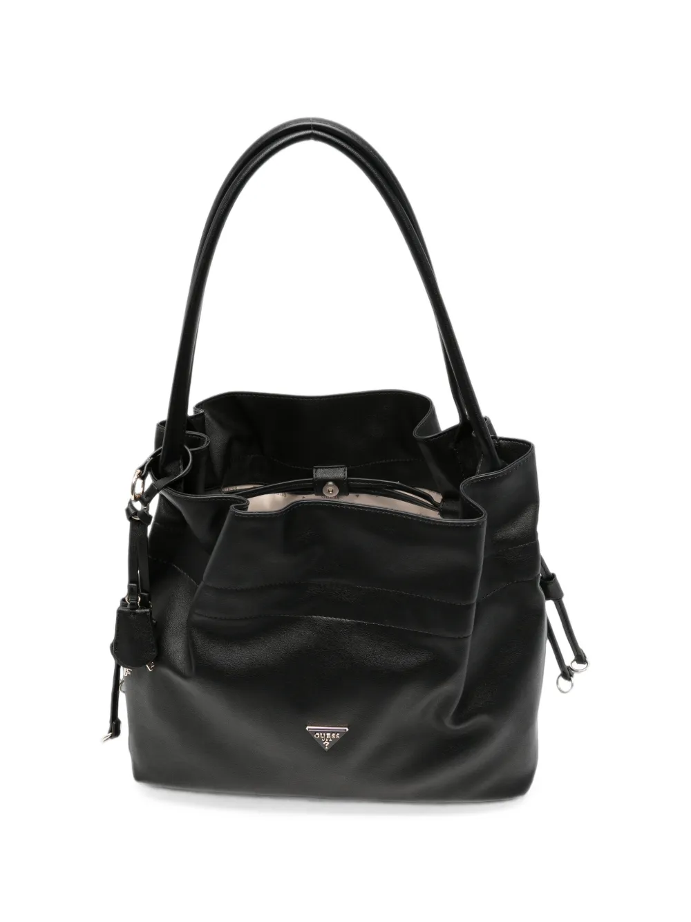 GUESS USA Karima leren shopper met trekkoordsluiting Zwart