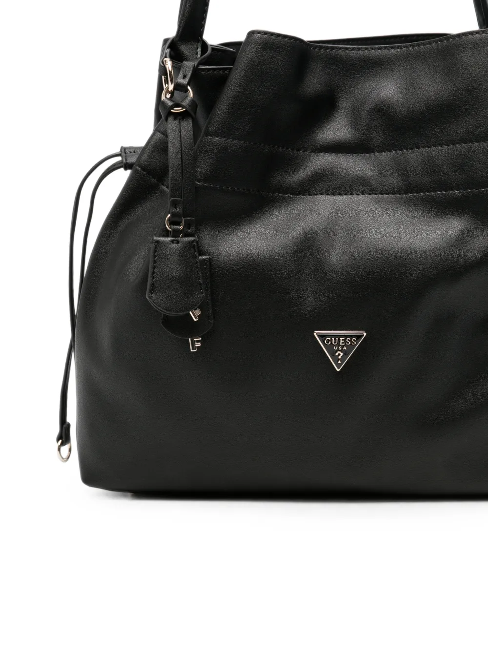 GUESS USA Karima leren shopper met trekkoordsluiting Zwart