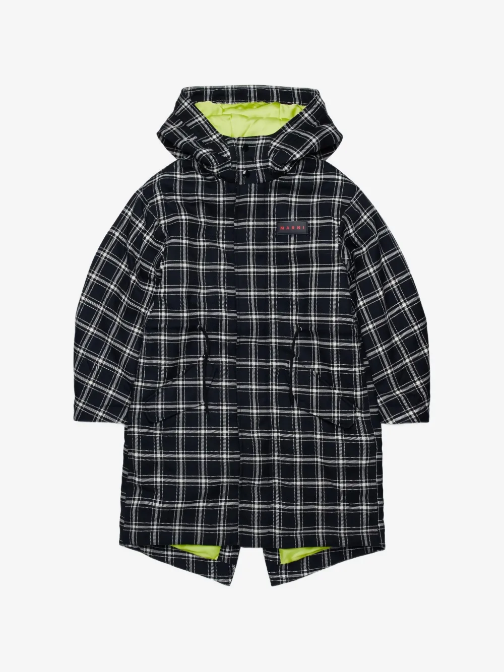 Marni Kids 체크 프린트 후드 코트