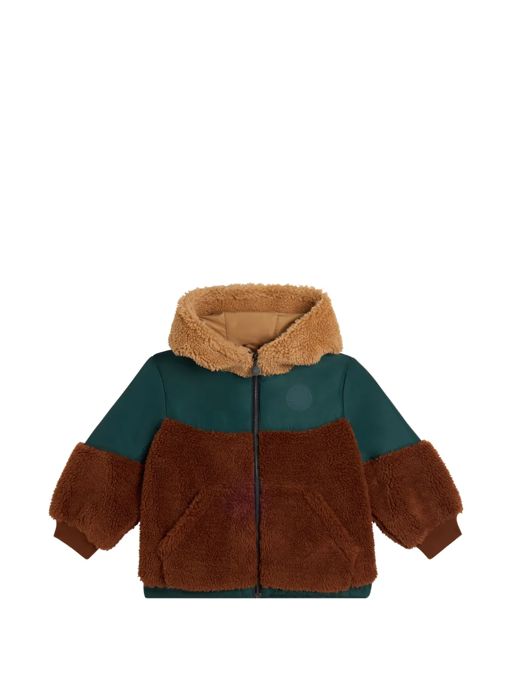Stella McCartney Kids fleece-panelled hooded jacket - Braun