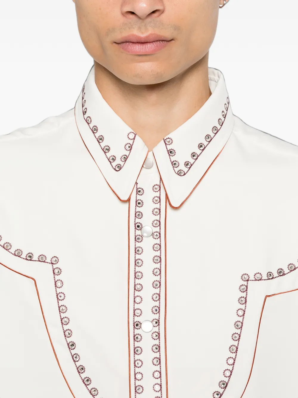 AMIRI eyelet-embellished Western shirt Beige