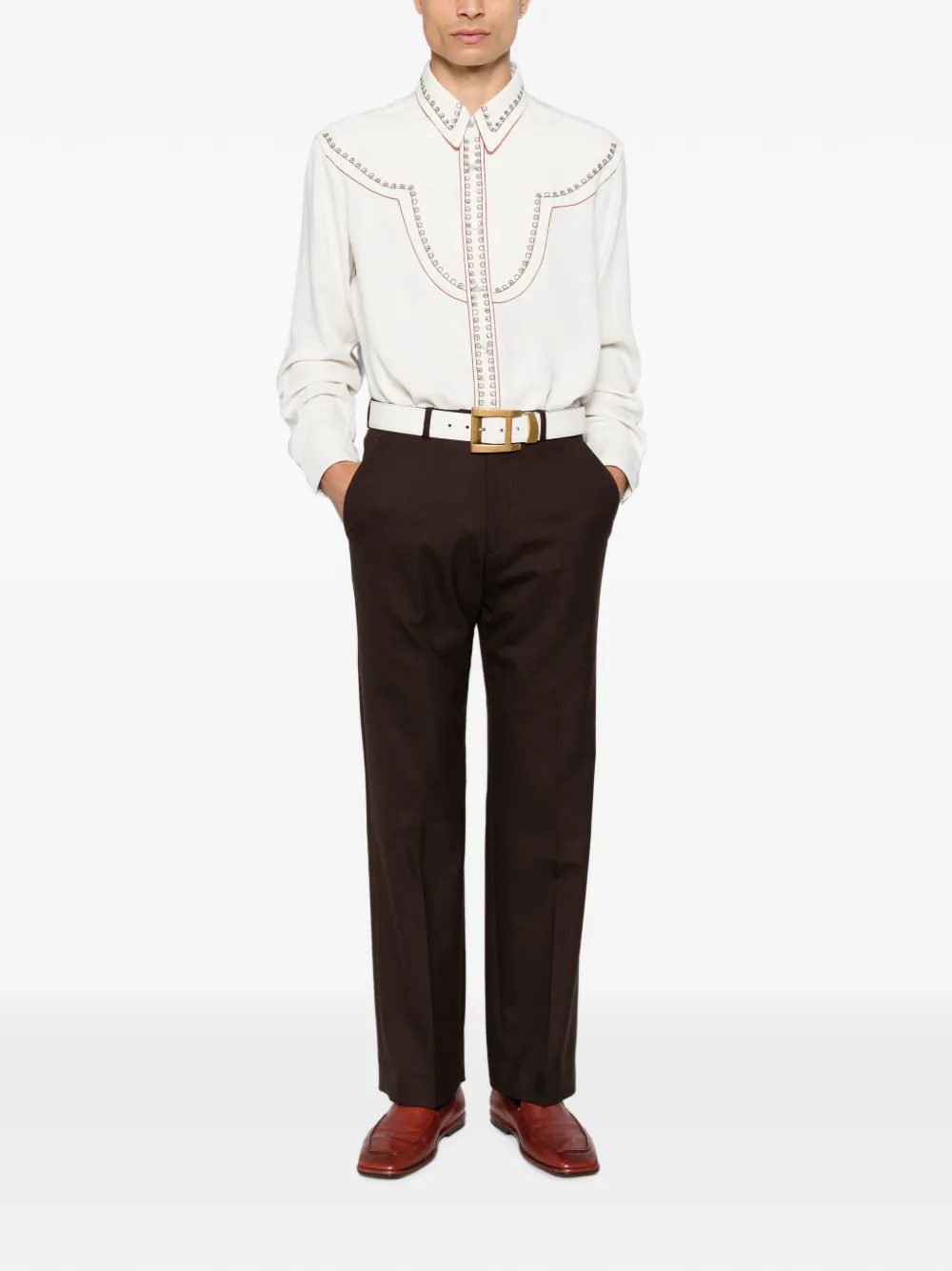 AMIRI eyelet-embellished Western shirt Beige