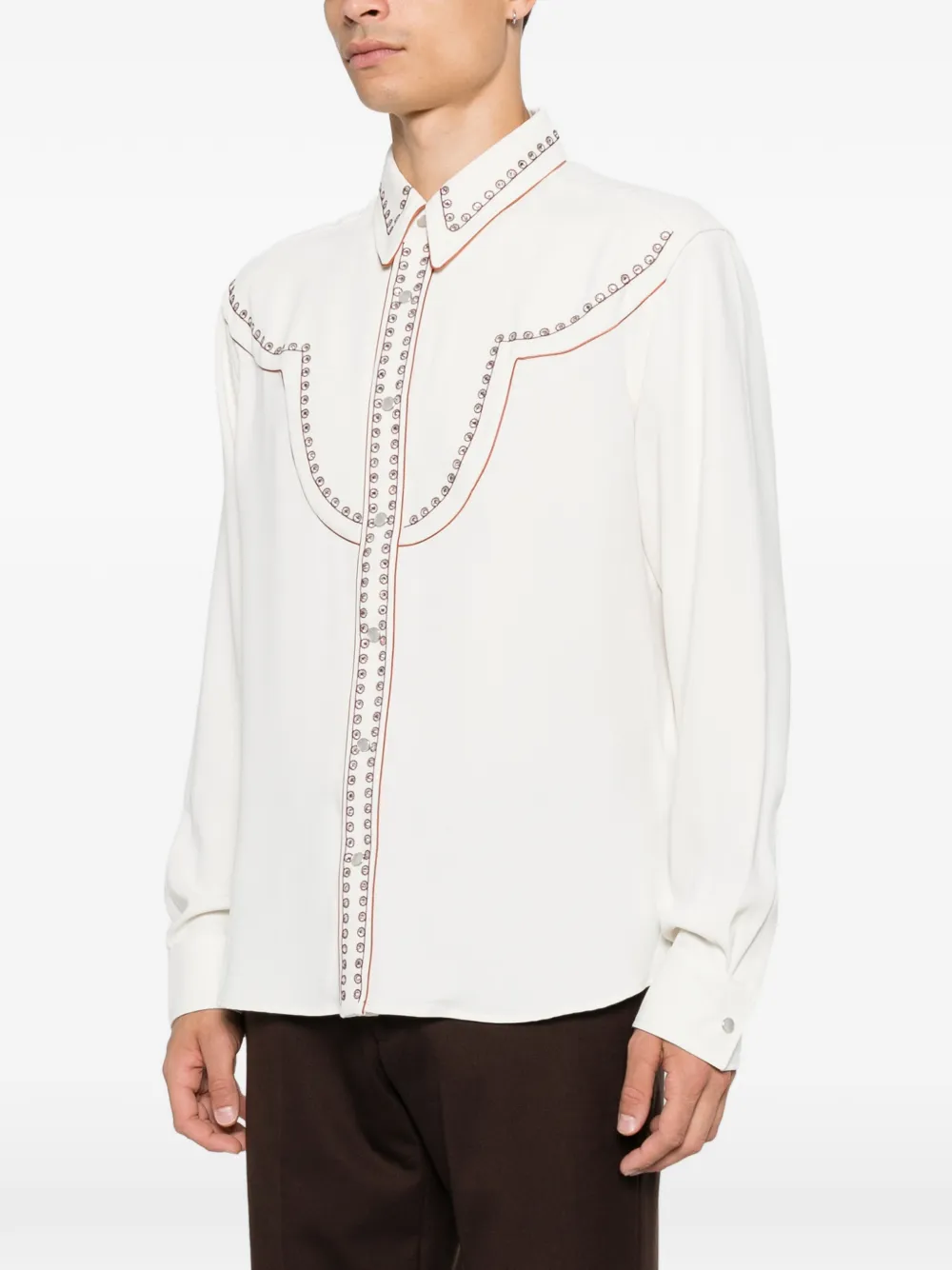 AMIRI eyelet-embellished Western shirt Beige
