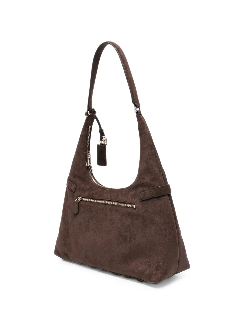 GUESS USA Schoudertas met gespdetail en suède afwerking Bruin