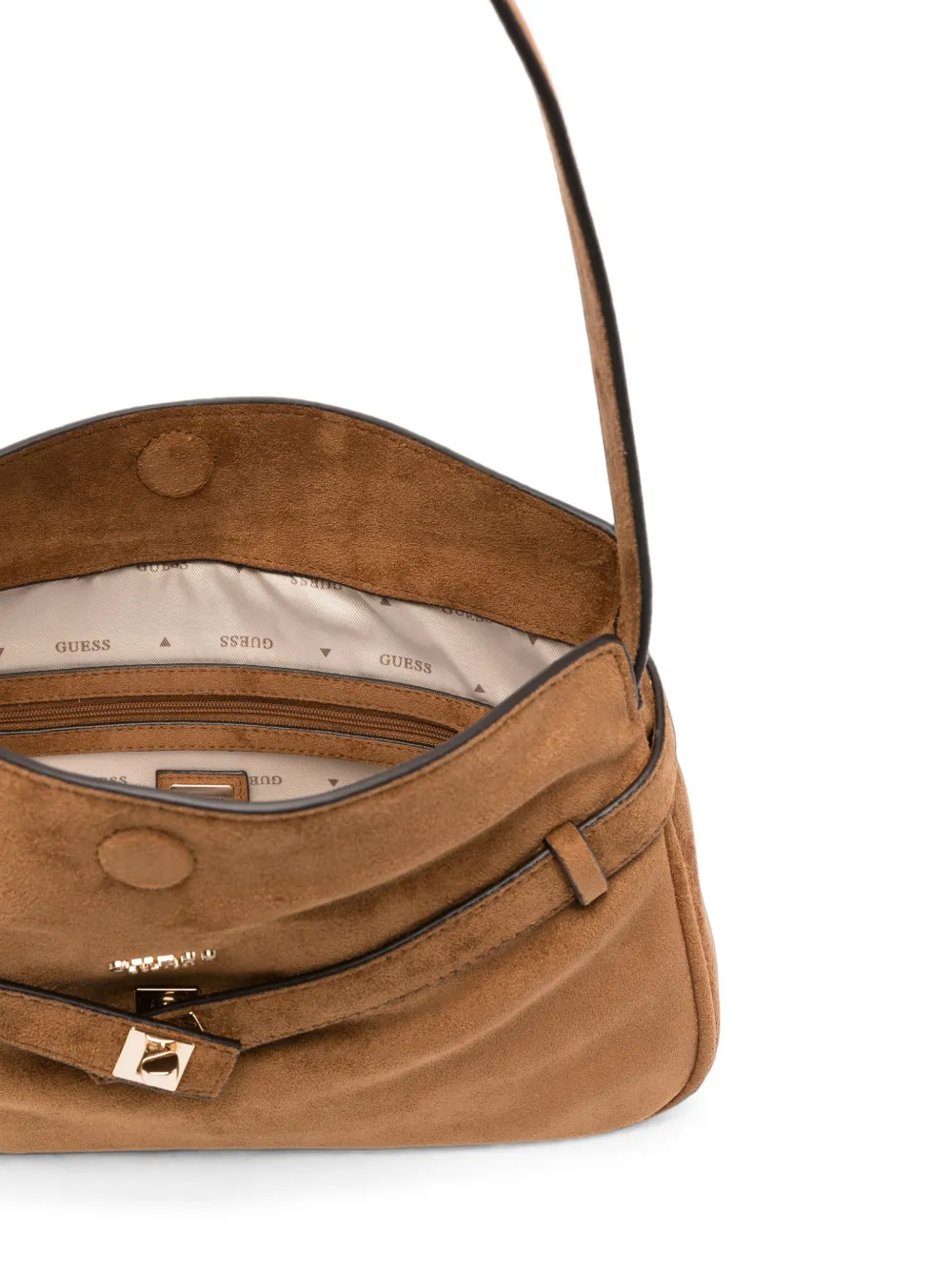 GUESS USA Schoudertas met draaislot Bruin